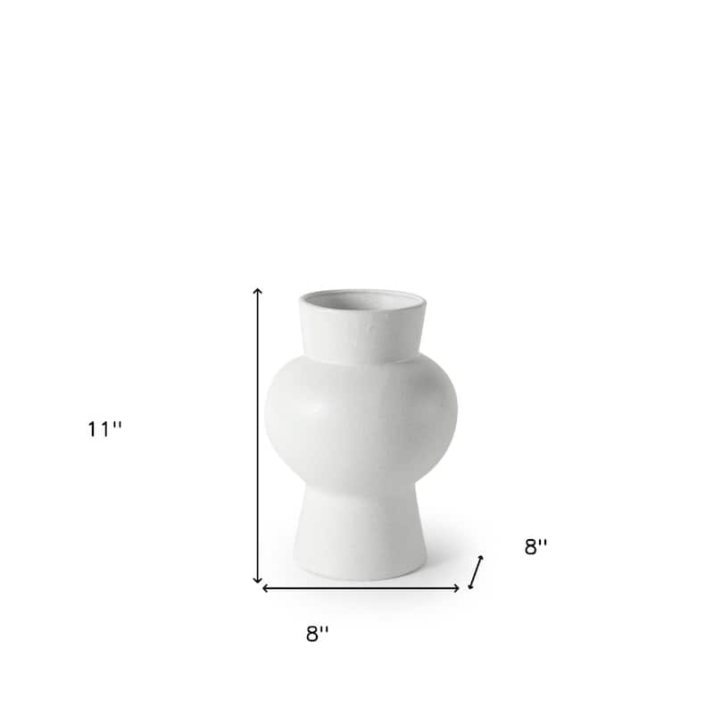 11-inch White Cylinder Ceramic Vase for Modern Home Decor
