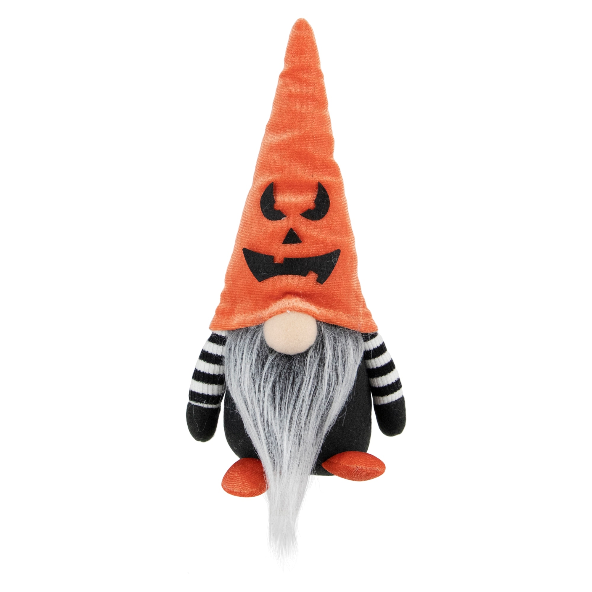 9.75" Black and Orange Halloween Gnome with Jack-O-Lantern Hat - 22"