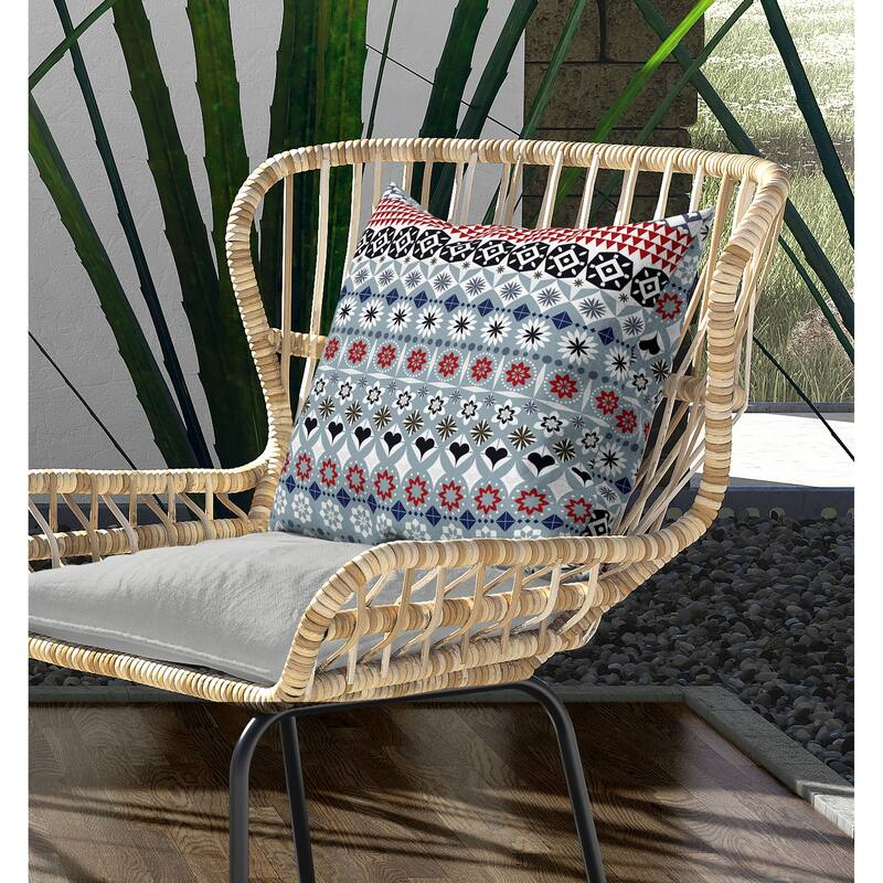 Shape Synergy Indoor/Outdoor Reversible Throw Pillow Gray and Blue