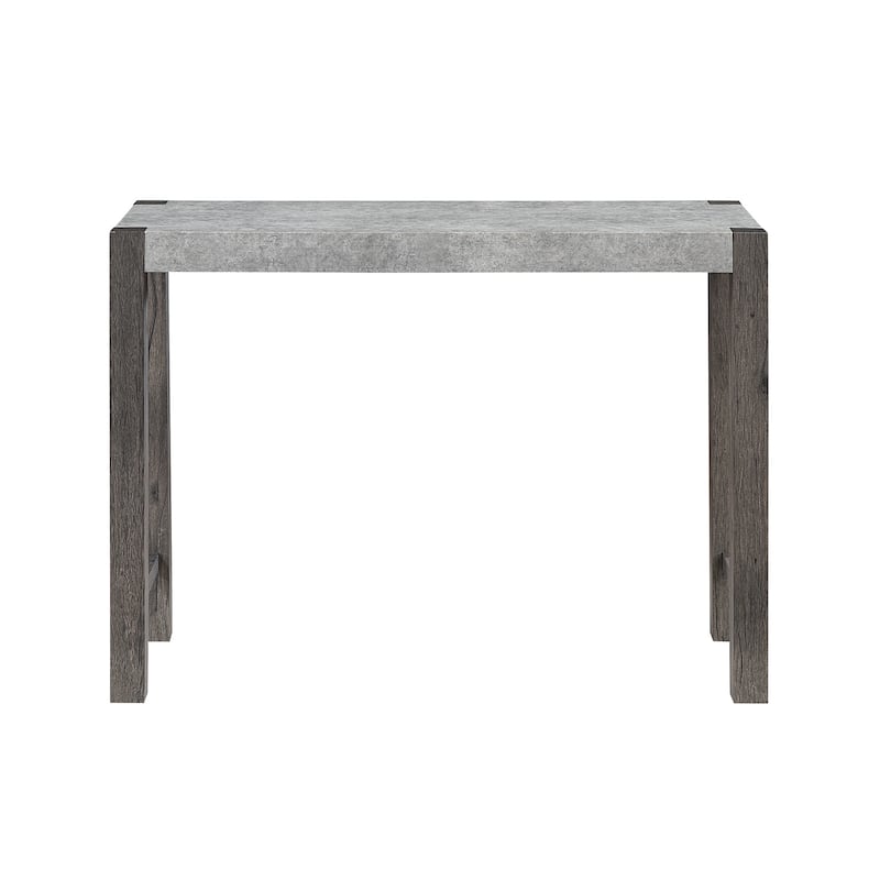 HomeRoots 48" Three Piece Gray and Dark Brown Faux Marble and Solid Wood Rectangular Bar Set