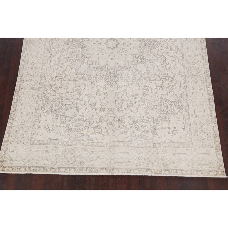 CLEARANCE Distressed Muted Tabriz Persian Wool Area Rug Handmade - 6'9" x 9'10"