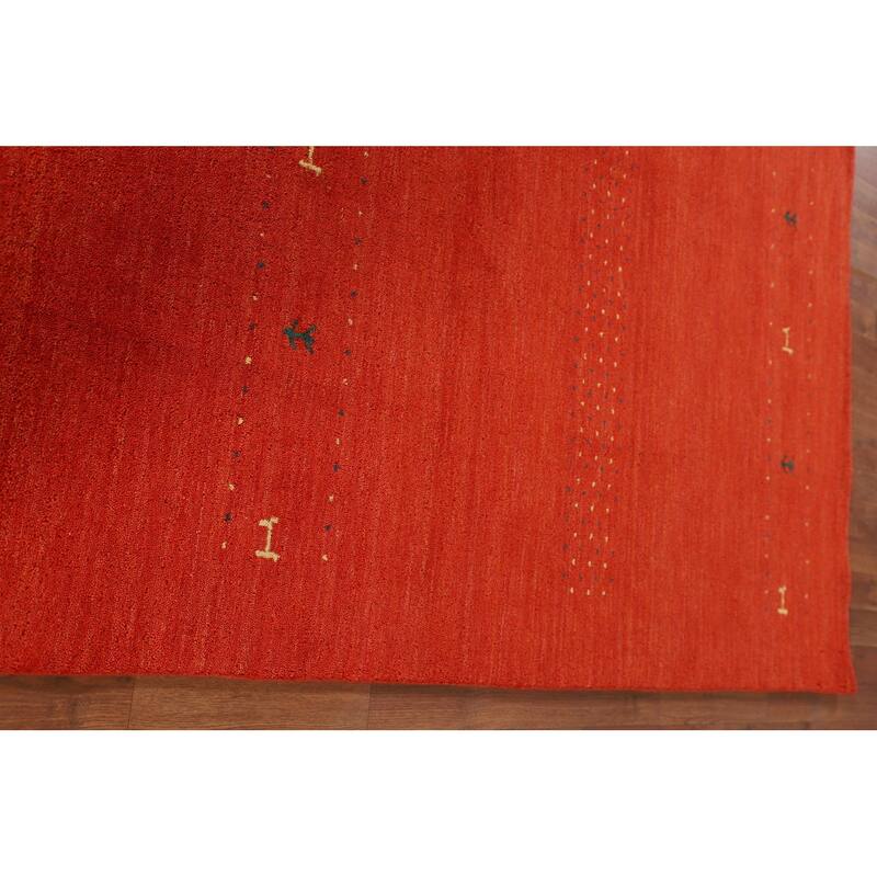 Hand Knotted Oriental 100% Wool Carpet Tribal Tribal Oranges & Rust Gabbeh Area Rug - 9' 9'' X 6' 10''
