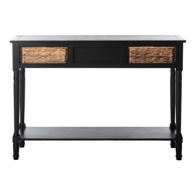 SAFAVIEH Evalena Distressed Black Console Storage Table - 44.5" x 13.4" x 31.5" - 45"W x 13"D x 32"H