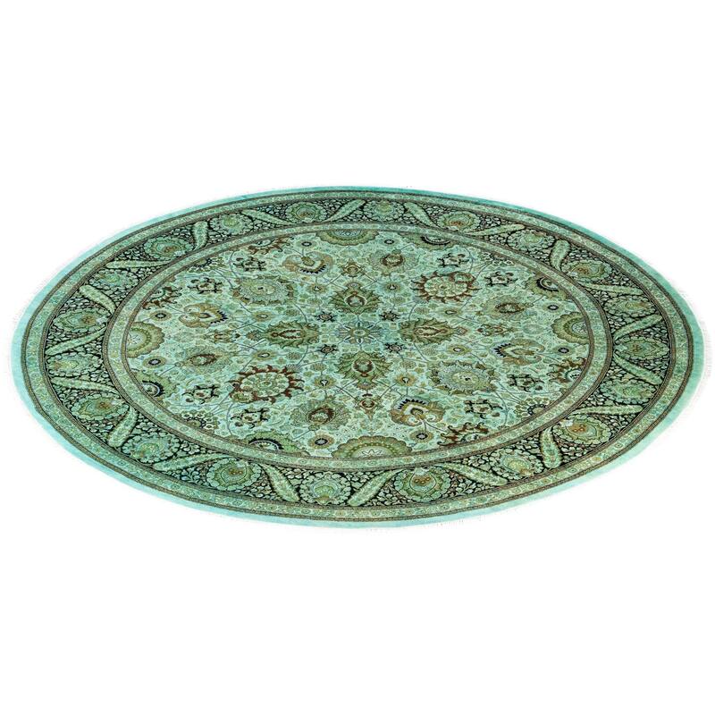 Overdyed One-of-a-Kind Hand-Knotted Area Rug - Green - 9' 1" x 9' 1"