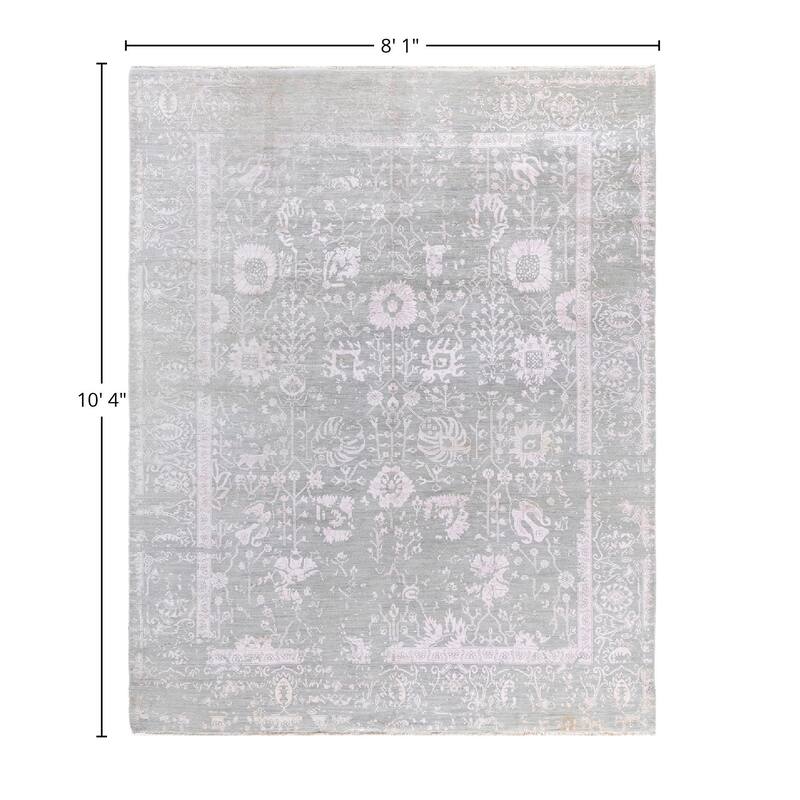 Ikat One-of-a-Kind Hand-Knotted Area Rug, Gray - 8' 1" x 10' 4"