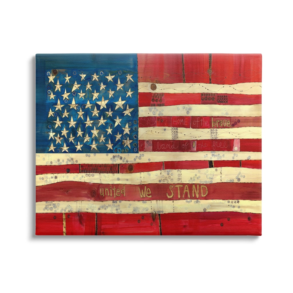 Stupell United We Stand Independence Day Festive American Flag Canvas Wall Art, Design by Stephanie Burgess