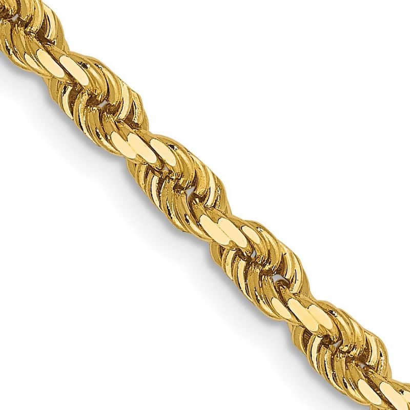 Curata 14k Yellow Gold Solid Lobster Claw Closure Valu plus 3.00mm Sparkle Cut Chain Bracelet