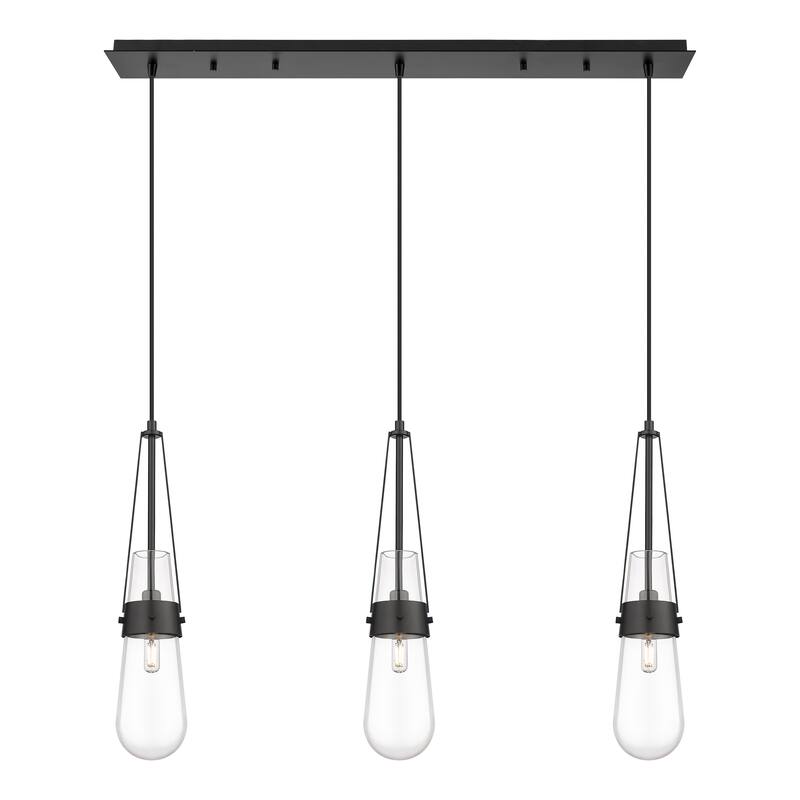 Innovations Lighting Milan - 3 Light 4" Cord Hung Linear Pendant - Clear/Matte Black