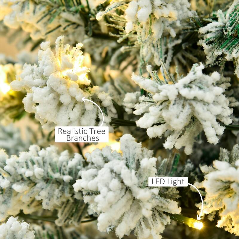 Realistic Snow Flocked Pre-Lit Christmas Tree in 6ft, 7.5ft, 9ft Sizes