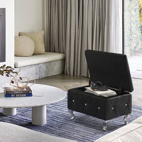 Modern Upholstered Tufted Rectangle Cocktail Bench with Storage