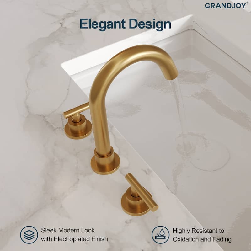 GRANDJOY 8" Mid Arc Widespread 2-Handle Bathroom Faucet