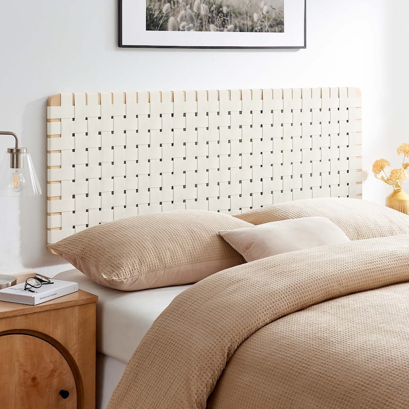 Sparta Wall-Mount Twin/Full/Queen/King Vegan Leather Weave Headboard
