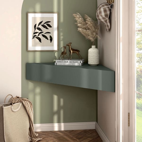 J COLLECTION 18 in. W x 40 in. H x 14 in. D Devon Painted Blue Recessed Assembled Wall Kitchen Cabinet with Glass Door and Drawer