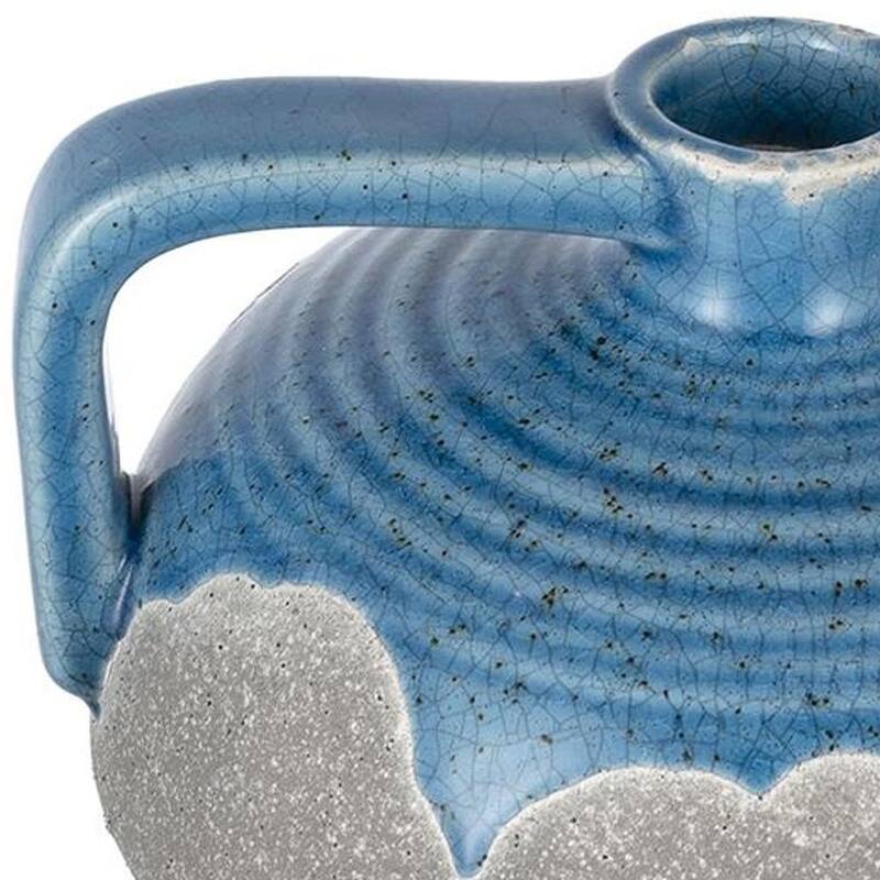 4" Blue And Gray Ceramic Bud Jug Vase - 7.30