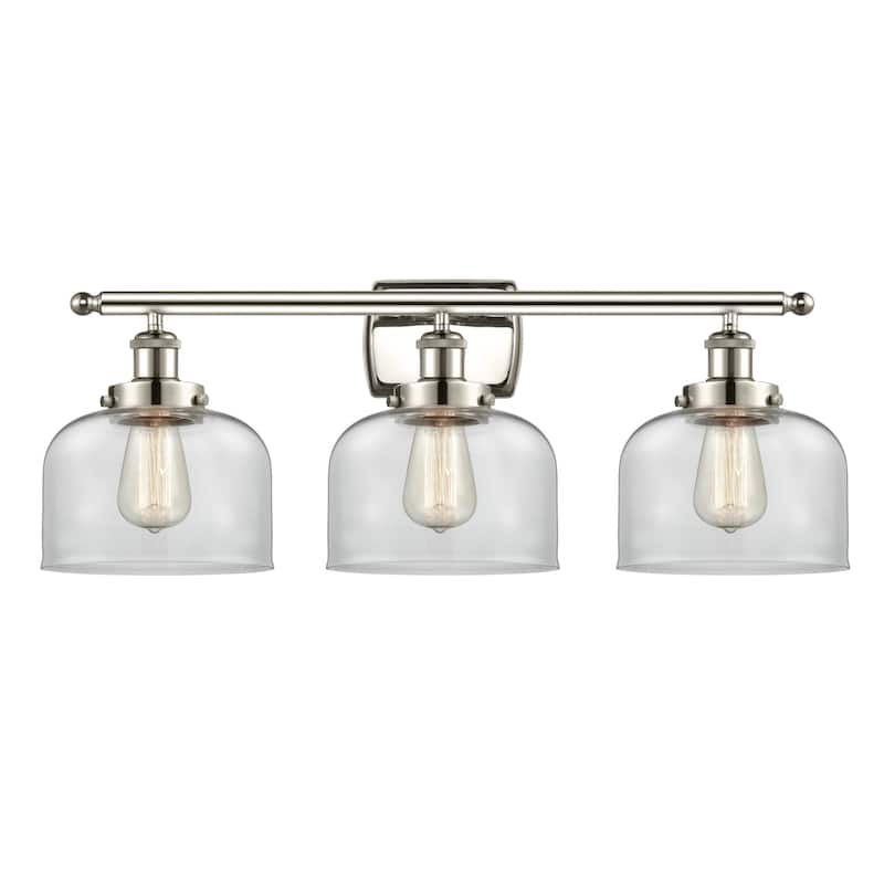 Innovations Lighting 916-3W-13-28 Bell Vanity Bell 3 Light 28" Wide - Polished Nickel / Clear