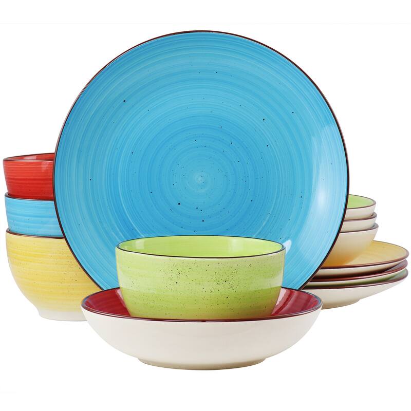 Karl 12 Piece Double Bowl Stoneware Dinnerware Set