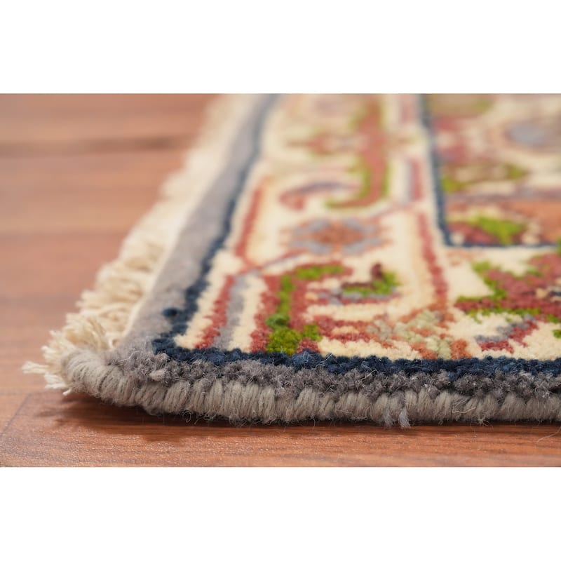 Hand Knotted Oriental 100% Wool Carpet Traditional Medallion Greys & Charcoal Heriz (serapi) Area Rug - 3' 0'' X 2' 0''