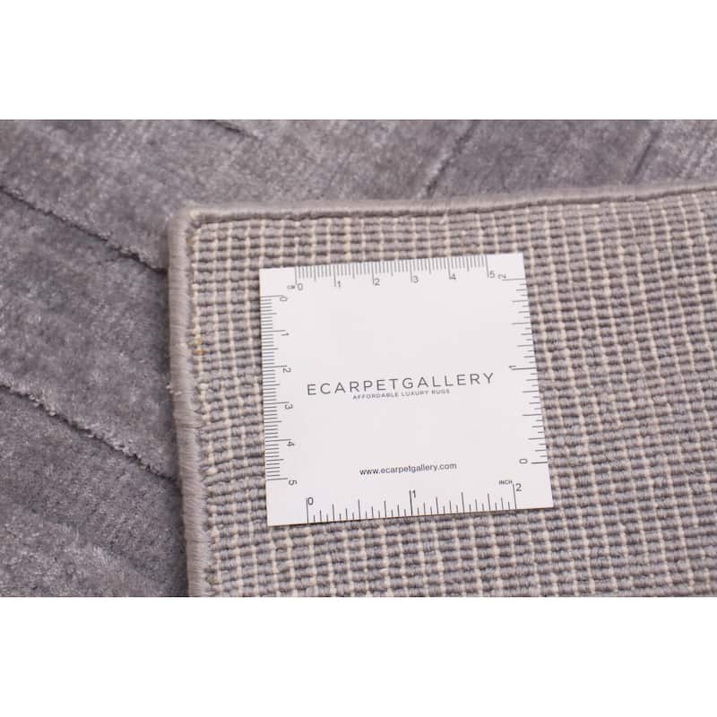 ECARPETGALLERY Hand Loomed Shimmer Grey Viscose Rug - 7'8 x 9'7