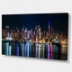 preview thumbnail 8 of 13, New York Midtown Night Panorama" Cityscape Wall Art on Canvas - Blue