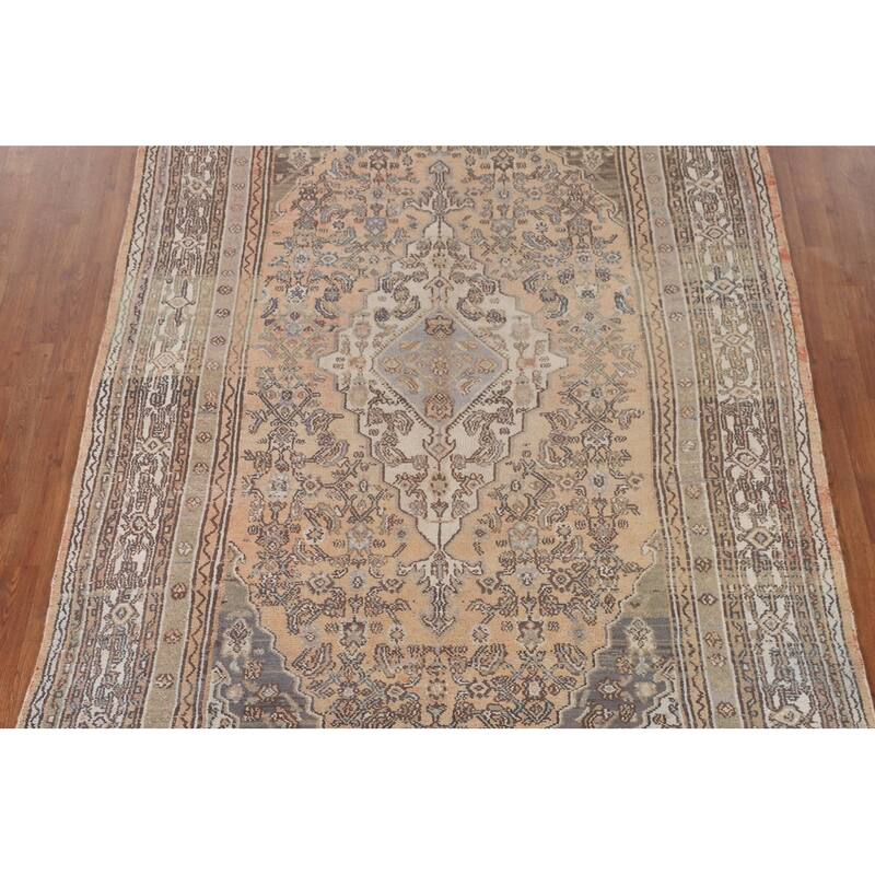 Traditional Hamedan Persian Vintage Rug Hand-Knotted Wool Carpet - 6'7"x 10'0"