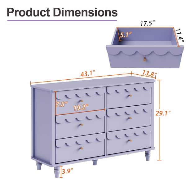 dimension image slide 1 of 7, Whimsical Cloud Dresser with 6 Drawers Cute Kids Bedroom Storage
