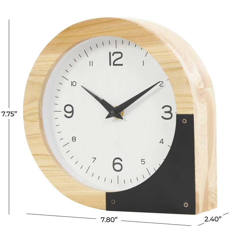 Wood Round Abstract Decorative Clock - Light Brown - Roche River Decor