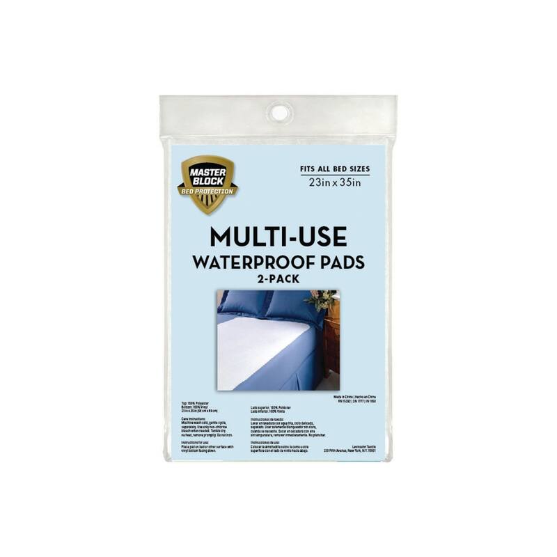 Master Block Washable & Reusable Waterproof Mattress Pad 2-Pack - Blue