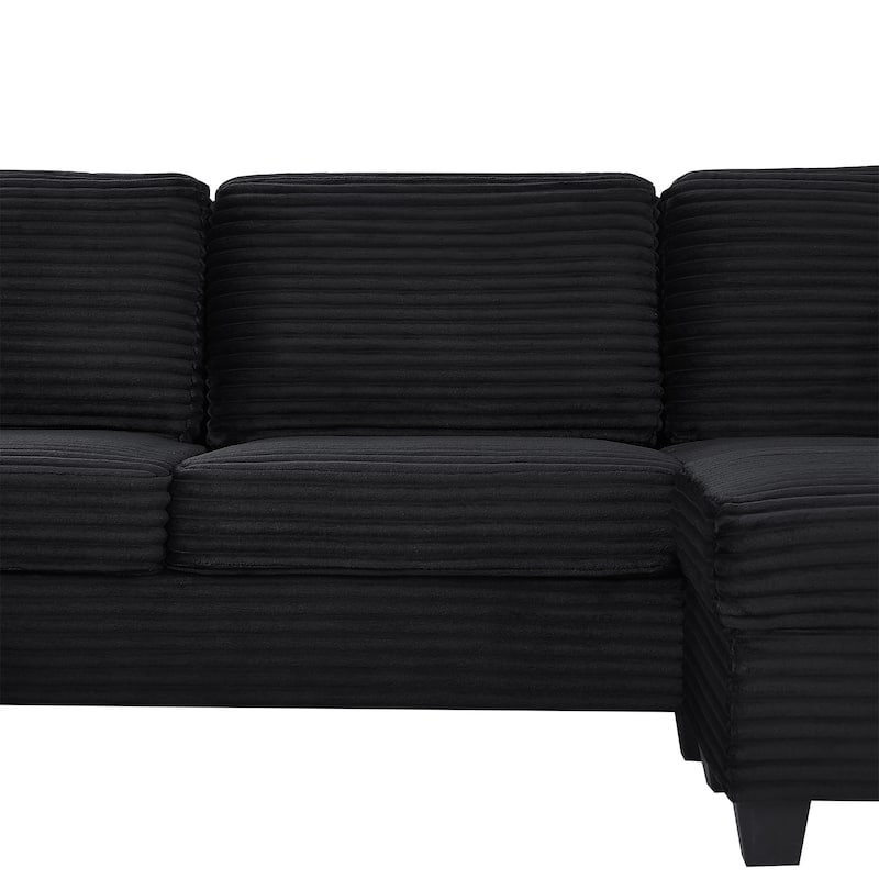 Sectional Sofa U-shaped Sectional 125.2" Upholstered L-shaped Sofa with a Movable Ottoman and Side Storage Pockets