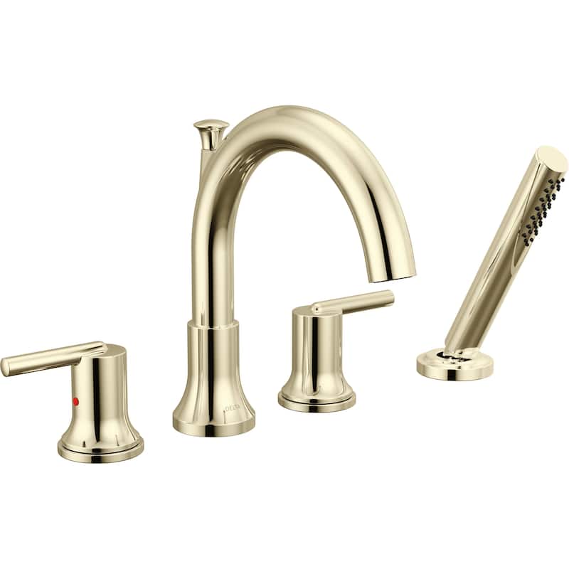 Delta Trinsic Deck Mounted Roman Tub Filler - Includes Hand Shower - Brilliance Polished Nickel