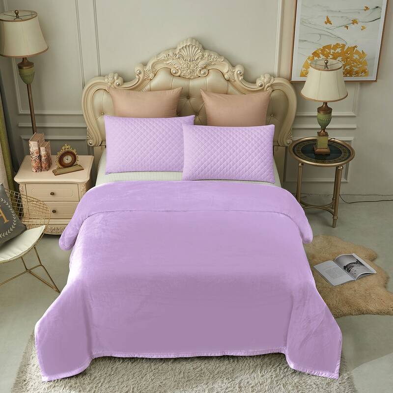 Thicken Reversible Solid Mink Fleece Blanket Fuzzy Cozy Bed Blanket for Couch Camping