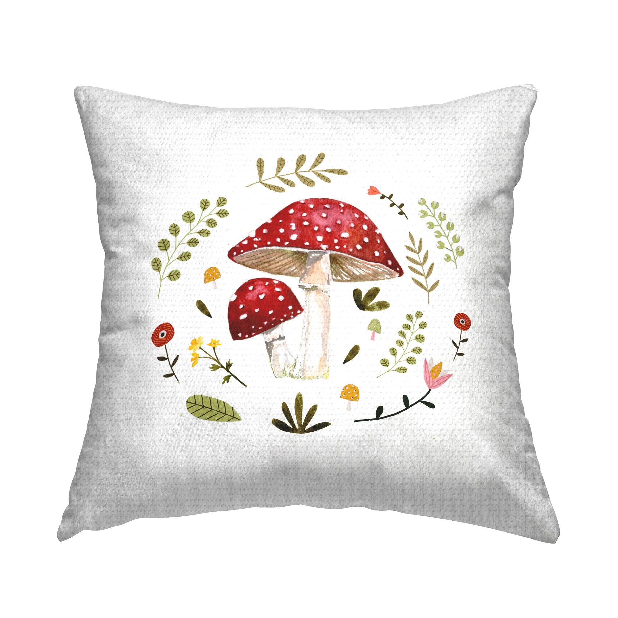 Stupell Mushrooms & Botanical Leaves Printed Outdoor Throw Pillow Design by Victoria Barnes