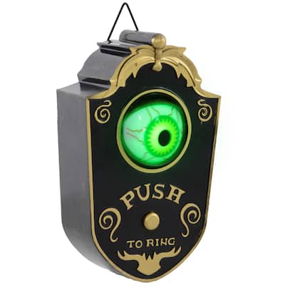 7.1" Halloween Decoration Animatronic Doorbell with Simulation Light up Eyeball Sound Motion Activated Piercing Sound