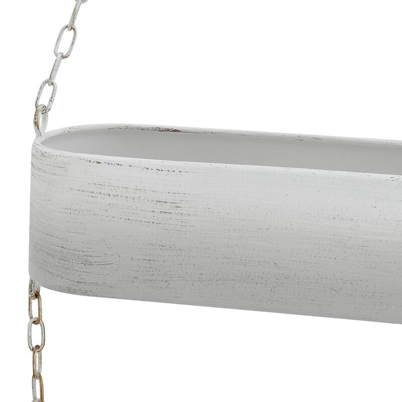Danya B. Two-Tier Hanging White Metal Trough Wall Planter