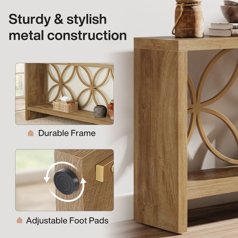 70.9 Inches Narrow Sofa Table, 2-Tier Console Table with Storage
