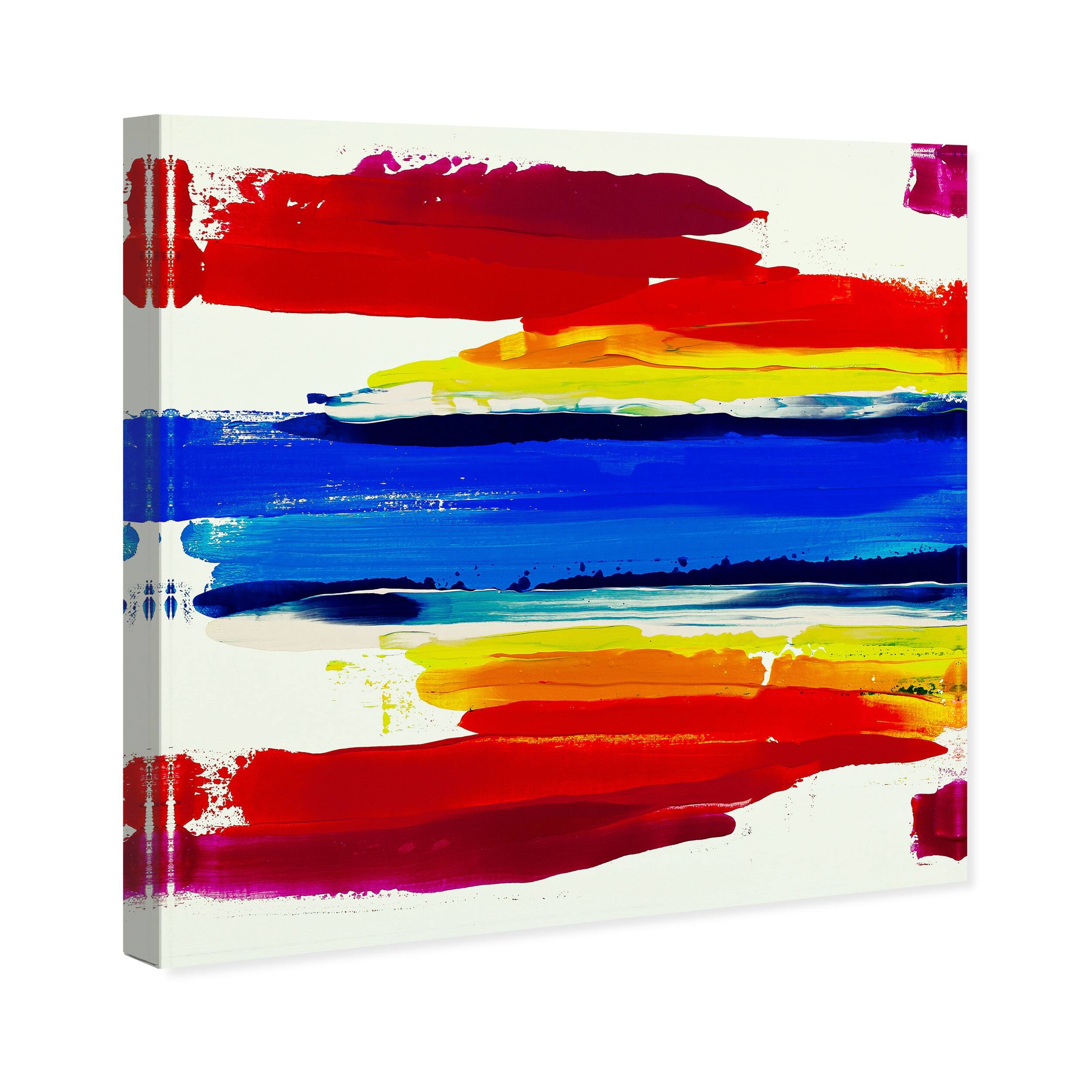 Wynwood Studio Prints Abstract Flex Bleed Red and Scarlet Modern & Contemporary Wall Art Canvas
