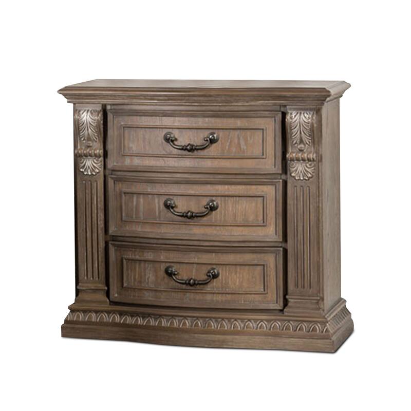 Furniture of America Cassian 3-Piece Weathered Oak Wood Panel Bedroom Set