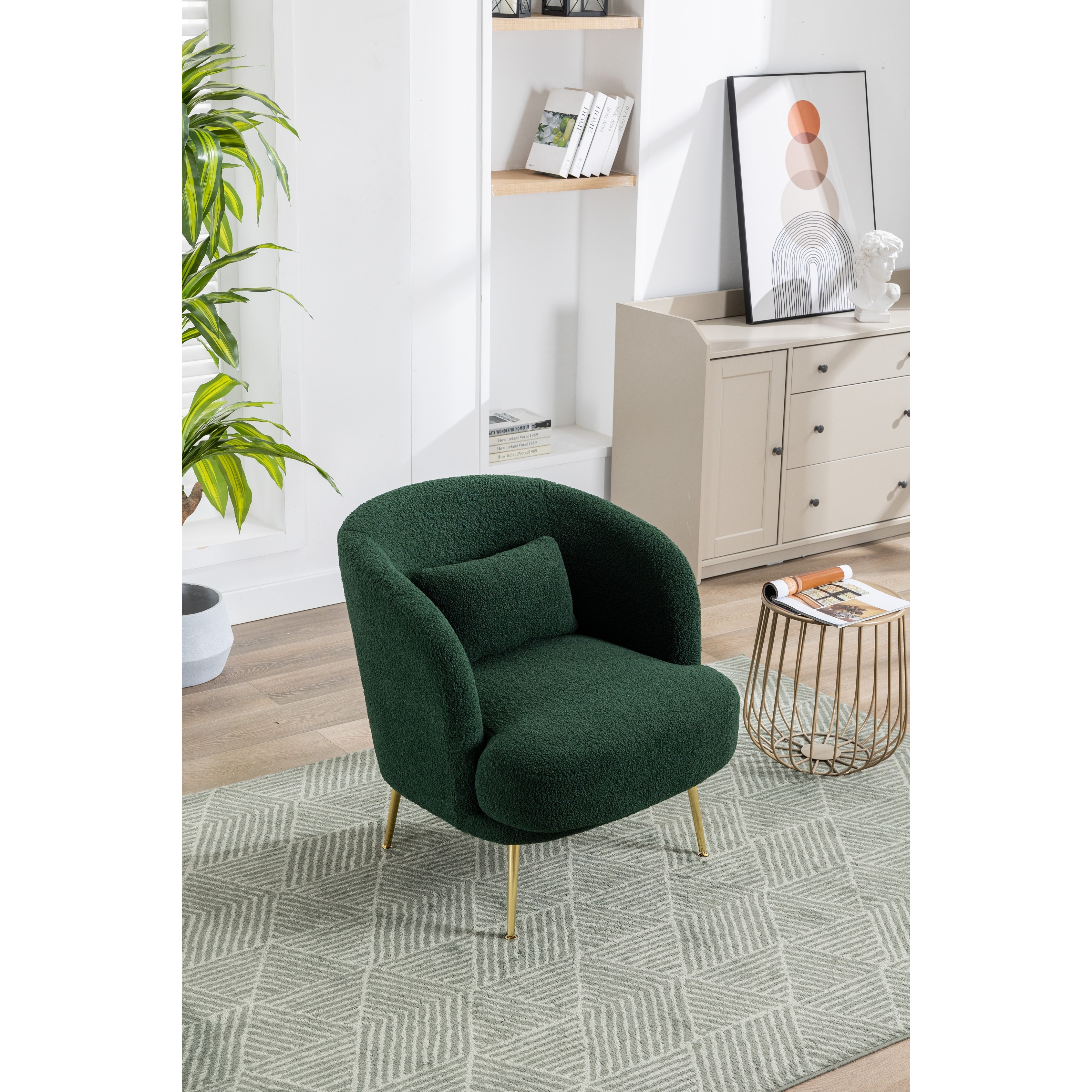 Accent Chair Upholstered Curved Backrest Reading Chair Single