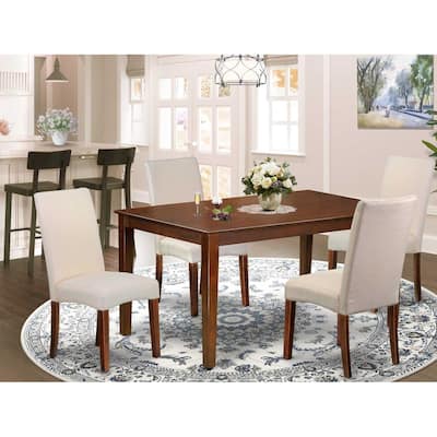 HomeStock 5-Pc Mahogany Finish Solid Wood Top-Rectangular Dining Room Set-Seats 4