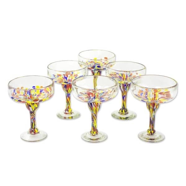 Novica Handmade Confetti Festival Blown Glass Margarita Glasses (Set Of 6)  - Bed Bath & Beyond - 34502135