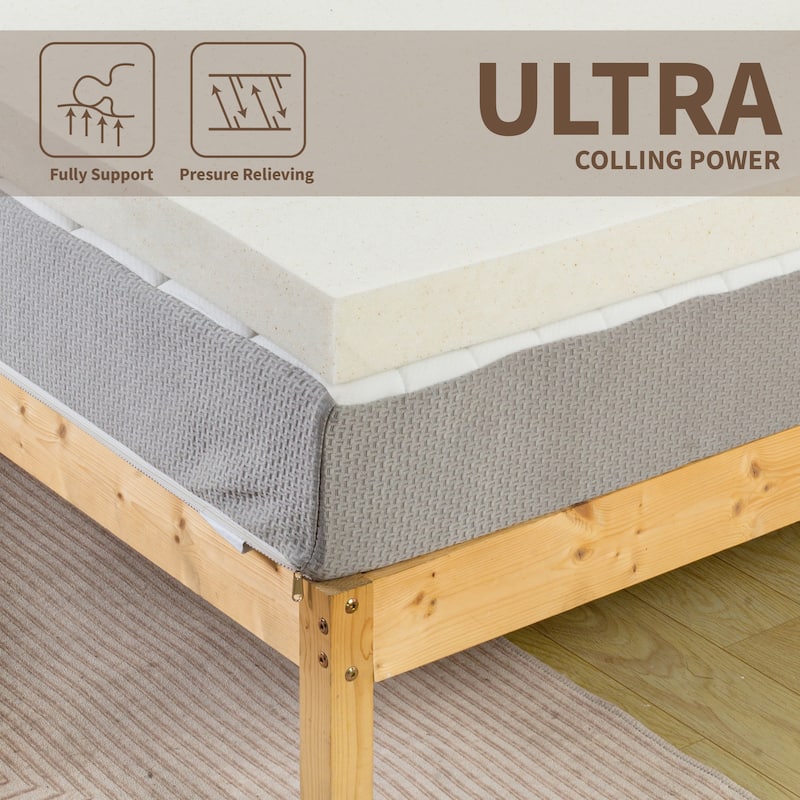 1", 2" & 3" Copper-Infused Memory Foam Mattress Toppers, Beige