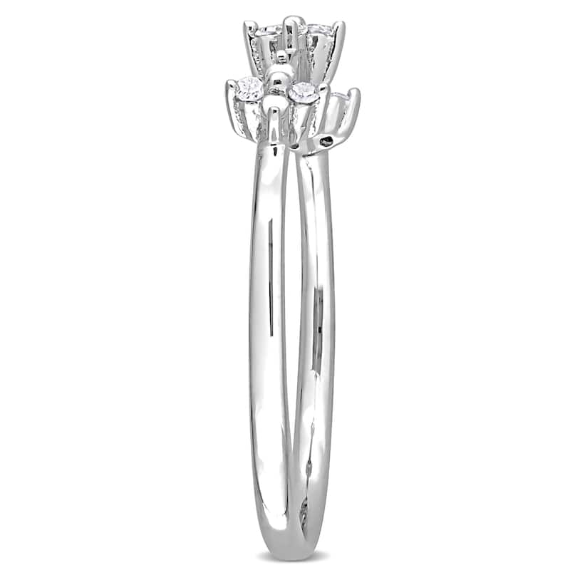 Miadora 1/10ct TW Diamond Floral Promise Ring in Sterling Silver