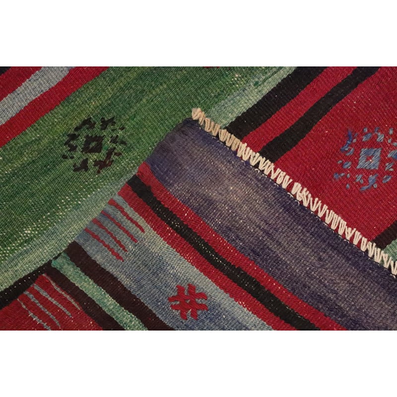 Hand Woven Oriental 100% Wool Carpet Southwestern Tribal Multi-Colored Kilim Area Rug - 8' 7'' X 5' 3''