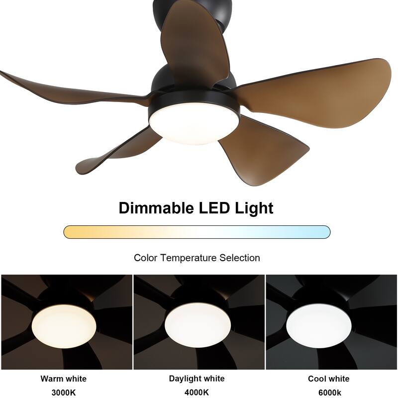 23" 29'' 42'' Flush Mount Ceiling Fan with Light and Remote Control for Small Room,Patio,Kitchen,Bedroom