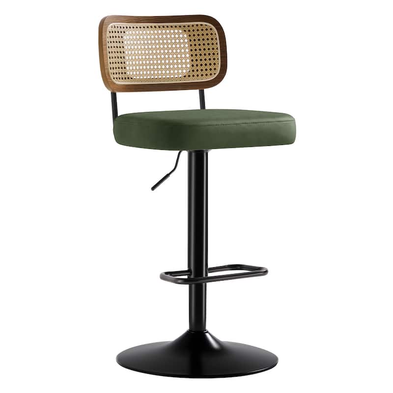 Adjustable Height Swivel Bar Stools with Back and Footrest - 17.7"W x 15.75"D x 35"-42.9"H