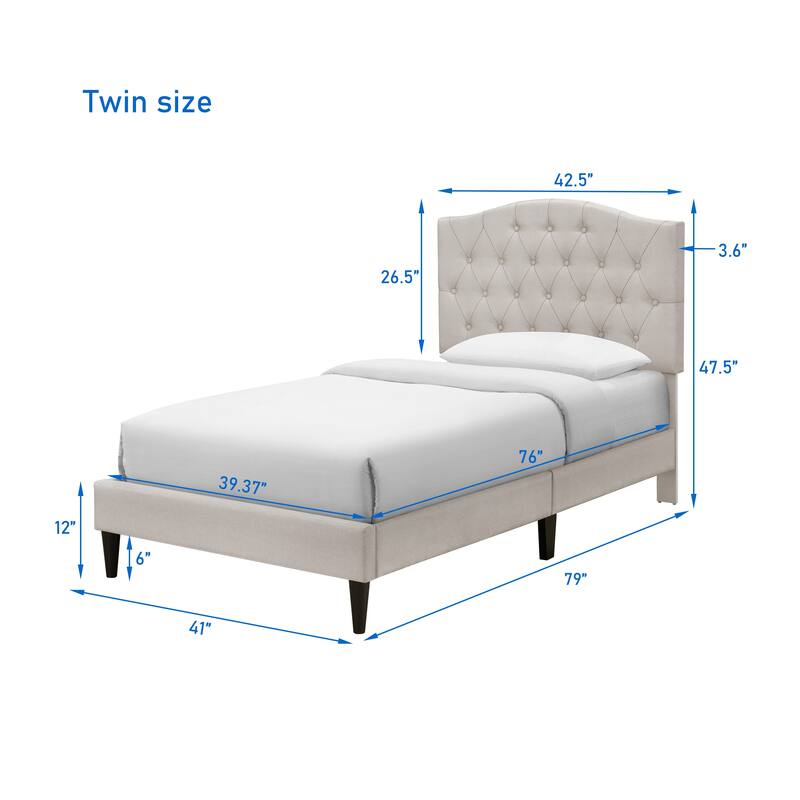 Grace by Ovis Upholstered Button-tufted Platform Bed Frame