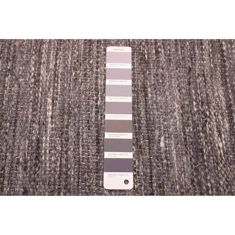 ECARPETGALLERY Flat-Weave Nevada Dark Grey Wool Kilim - 7'8 x 10'3