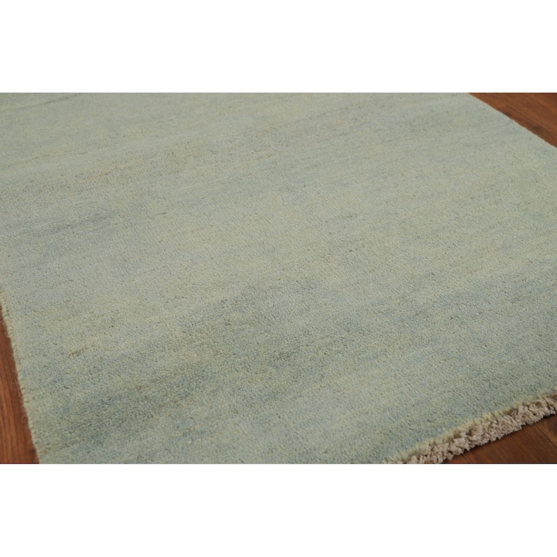 Gabbeh Modern Foyer Rug Hand-Knotted Solid Wool Carpet - 2'8"x 4'1"