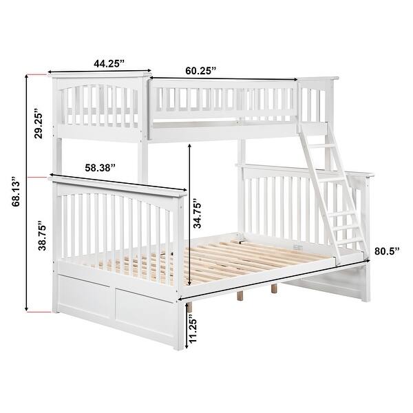 Columbia Twin over Full Solid Wood Ladder Bunk Bed in White - Bed Bath ...