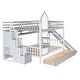 preview thumbnail 17 of 43, Bunk Bed with 2 Drawers & 3 Shelves, Castle Style Bedframe with Slide for Kids Boys/Girls/Teens