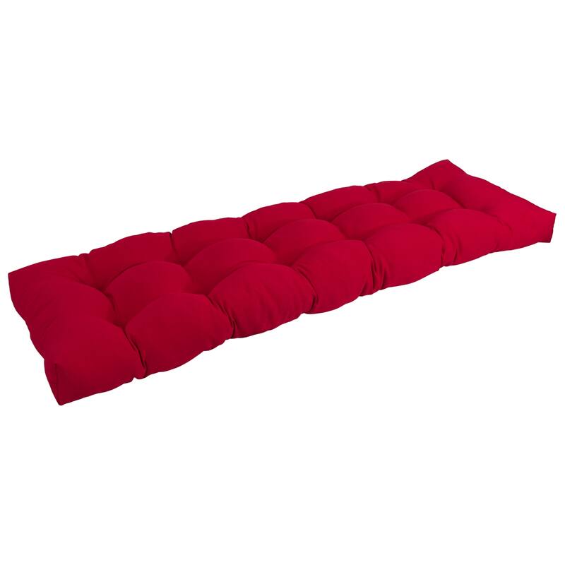 Solid Twill Tufted Indoor Bench Cushion (Multiple widths from 42 to 60 inch) - 55" wide - Ruby Red